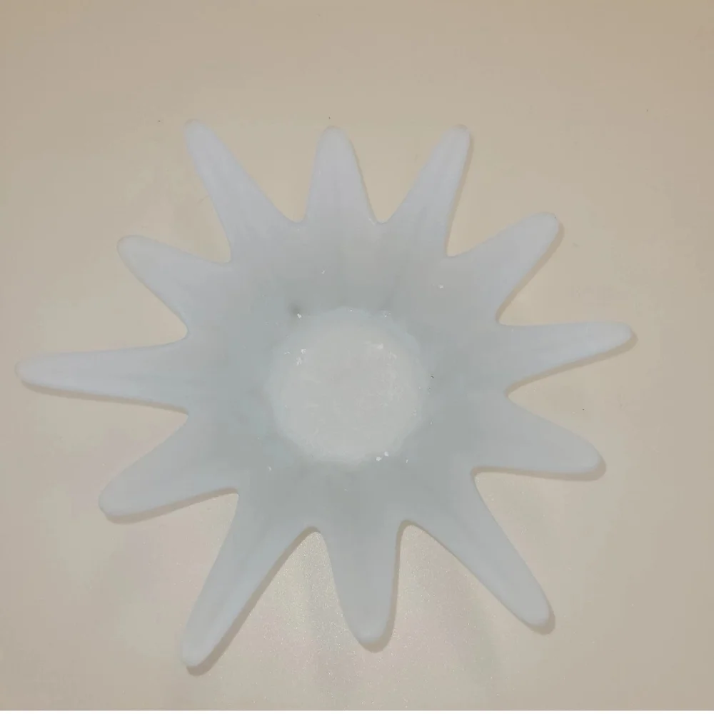 Partylite Glass Candle Holder Splash Sunburst Frosted  White Ball Mexico